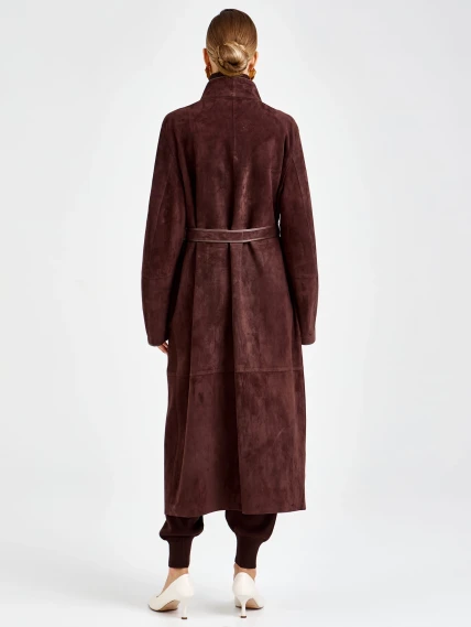 Замшевый женский плащ премиум класса 3104з, коричневый, размер 50, артикул 92310-4