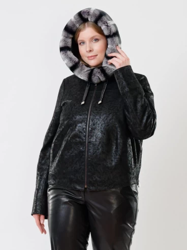 Демисезонный комплект женский: Куртка утепленная 308ш + Брюки 03, черный, размер 46, артикул 111168-3