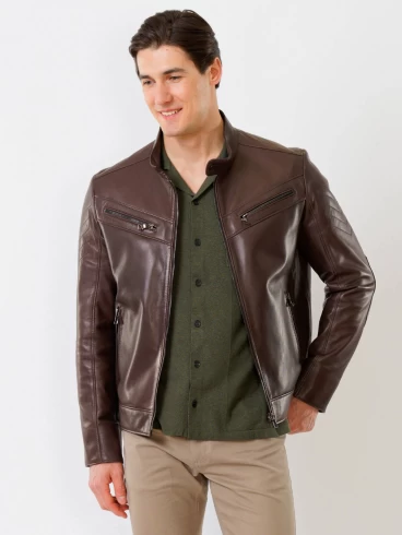Кожаная куртка мужская 546, коричневая, размер 50, артикул 28711-0