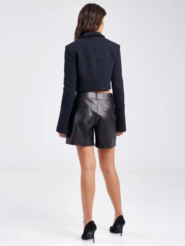 Женские кожаные шорты со стрелкой из натуральной кожи премиум класса 03, черные, размер 48, артикул 85900-6