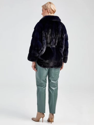 Зимний комплект женский: Куртка из меха норки 20273 ав + Брюки 03, синий/оливковый, размер 48, артикул 111251-2
