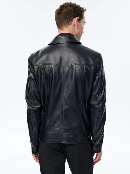 Короткая кожаная куртка для мужчин 504, черная, размер 52, артикул 29331-4