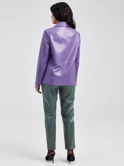 Кожаный костюм женский: Пиджак 3016 + Брюки 03, сиреневый/оливковый, размер 46, артикул 111139-2