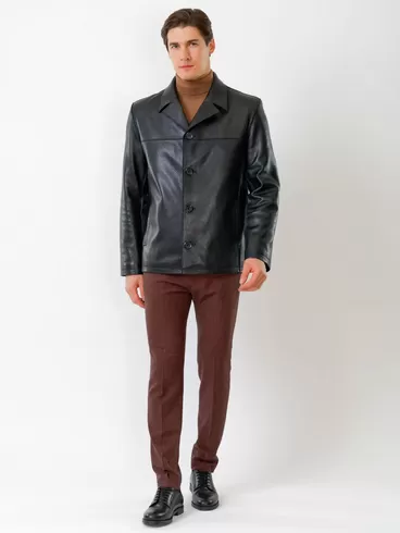 Кожаный пиджак мужской 20с дом, черный, р. 48, арт. 28570-3