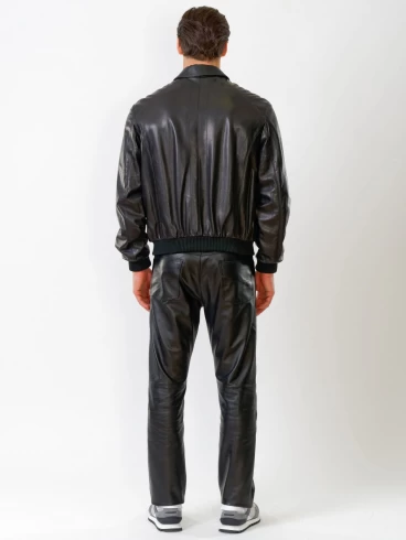 Кожаная куртка бомбер мужская Мауро, черная, р. 44, арт. 28790-4