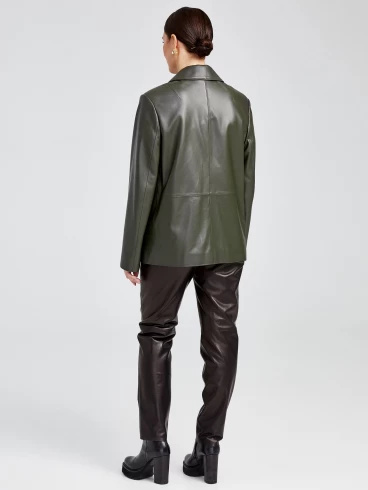 Кожаный пиджак женский 3016, оливковый, размер 54, артикул 91630-2
