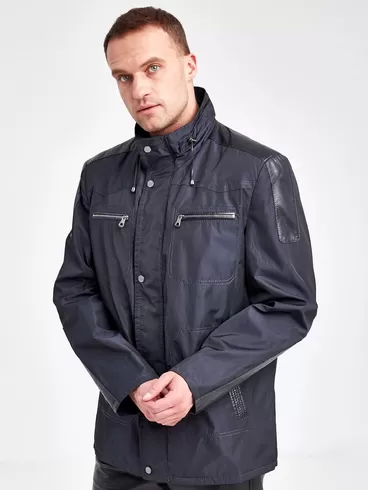 Текстильная куртка мужская 07214, с кожаными отделками, черный, р. 48, арт. 40940-0