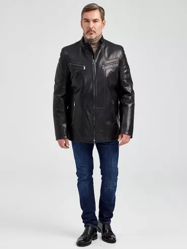 Кожаная куртка утепленная мужская 537ш, черная, р. 48, арт. 40482-4