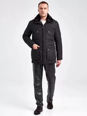 Текстильная куртка зимняя мужская Samuele, с воротником меха норки, черная, р. 48, арт. 40910-1