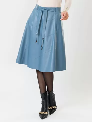 Кожаная юбка расклешенная 01рс, из натуральной кожи, голубая, р. 40, арт. 85360-5