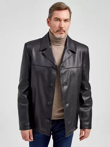 Кожаный пиджак мужской 20с дом, черный, р. 48, арт. 28570-0