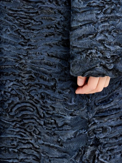 Женская каракулевая шуба премиум класса Лола, синяя, размер 48. артикул 92750-3