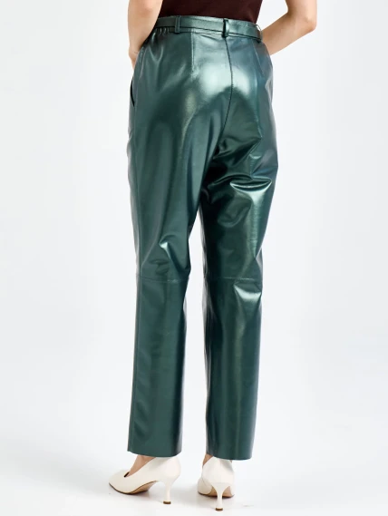 Кожаные женские брюки премиум класса 12, зеленые, размер 48, артикул 92620-6
