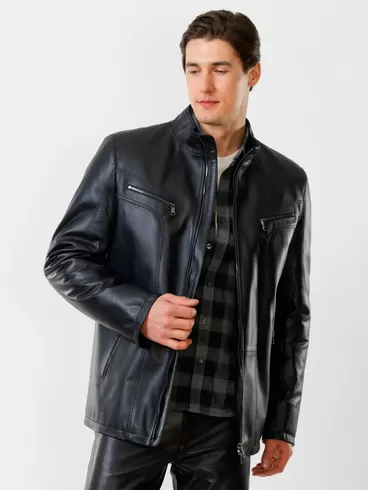 Кожаная куртка утепленная мужская 537ш, черная, р. 48, арт. 27840-2