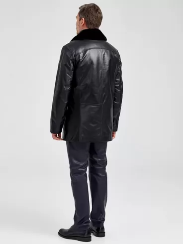Кожаная куртка зимняя премиум класса мужская 534мех, с мехом норки, черная, р. 46, арт. 40492-5