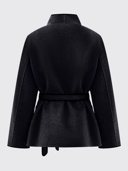 Черное полупальто кашемировое женское 1131-70, размер 46, артикул 92590-1