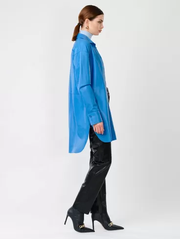 Кожаный костюм женский: Рубашка 01_1 + Брюки 02, голубой/черный, р. 46, арт. 111130-0