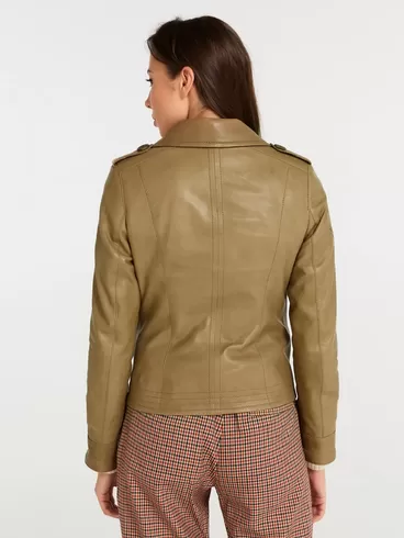 Кожаная куртка женская 304, на пуговицах, серо-коричневая, р. 44, арт. 90560-1