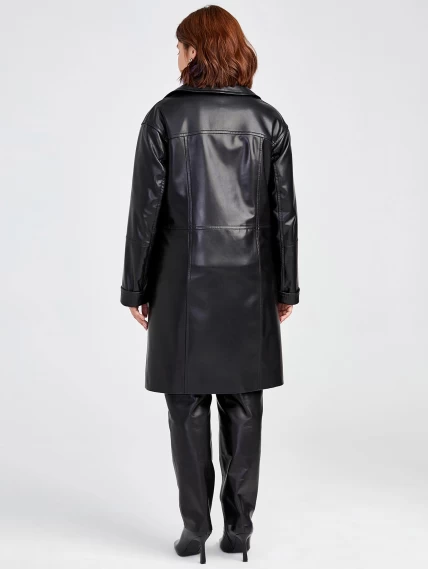 Кожаный комплект женский: Плащ 3015 + Брюки 02, черный, размер 46, артикул 111190-2