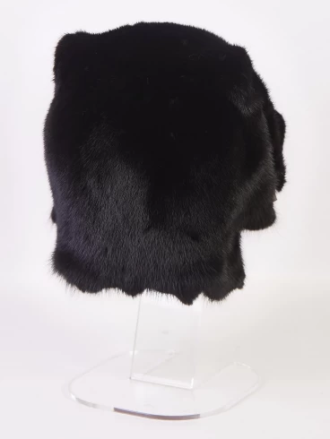 Головной убор из меха норки женский Киска, черный, размер 58, артикул 51550-1