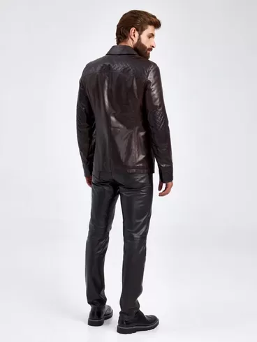 Кожаный пиджак утепленный мужской 530ш, коричневая, p. 50, арт. 29130-2