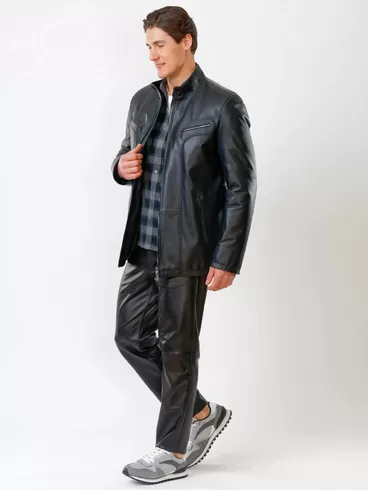 Кожаная куртка утепленная мужская 537ш, черная, р. 48, арт. 27840-6