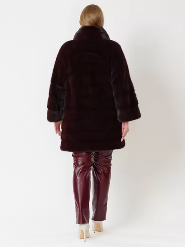 Пальто из меха норки женское 1150в, бордовое, р. 40, арт. 32190-4