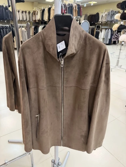 Замшевая женская куртка премиум класса 3090з, светло-коричневая, размер 42, артикул 92360-0