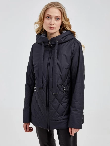 Демисезонный комплект женский: Куртка 20038 + Брюки 03, cиний/черный, размер 42, артикул 111311-3