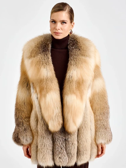 Женская короткая шуба из меха лисы Л1010-816, рыжая, размер 48, артикул 92720-2