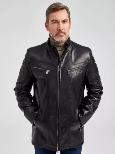 Кожаная куртка утепленная мужская 537ш, черная, р. 48, арт. 40482-3