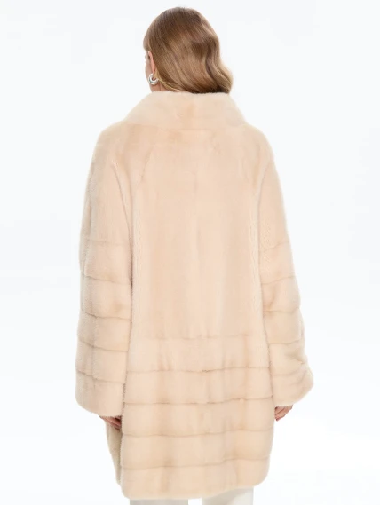 Комбинированная женская норковая шуба BRASCHI МS 093.1, бежевая, размер 46, артикул 34320-7