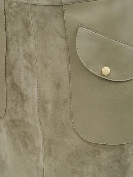 Замшевая длинная юбка премиум класса 20з, зеленая, размер 44, артикул 92680-2