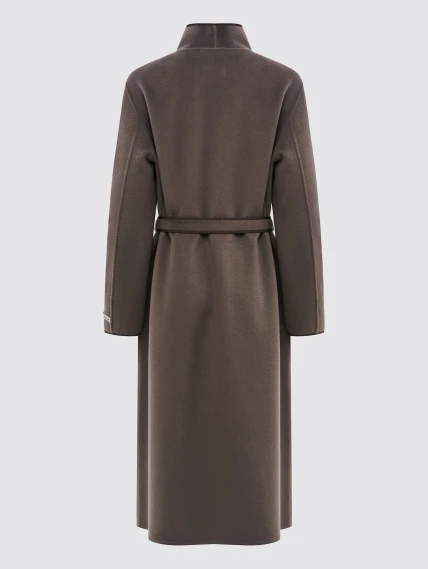 Пальто кашемировое женское темно-коричневое премиум класса 1130-125, размер 46, артикул 92470-1