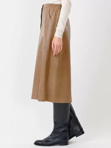 Кожаная юбка длинная 08, из натуральной кожи, серо-коричневая, р. 44, арт. 85310-6