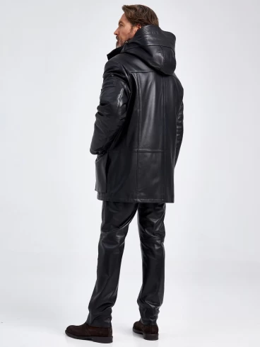 Кожаная куртка зимняя премиум класса мужская 513мех, на подкладке из овчины, черная, размер 54, артикул 41740-2