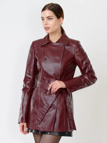 Демисезонный комплект женский: Плащ утепленный 309ш + Мини-юбка 03, бордовый/черный, размер 44, артикул 111184-3