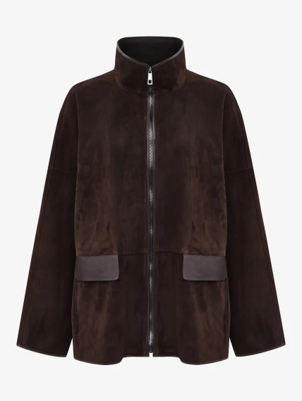 Коричневая женская замшевая куртка премиум класса 3110з, размер 50, артикул 92250-0