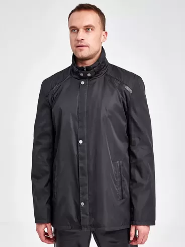 Текстильная куртка мужская 07209, с кожаными отделками, черный, р. 48, арт. 40950-3