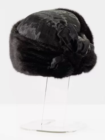 Женский головной убор из меха каракуля и норки Ирэн ф.07Н, черный, артикул 51120-1