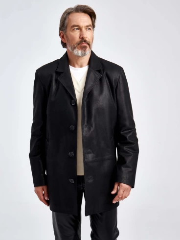 Кожаный пиджак мужской 21/1, черный DS, размер 48, артикул 29041-0