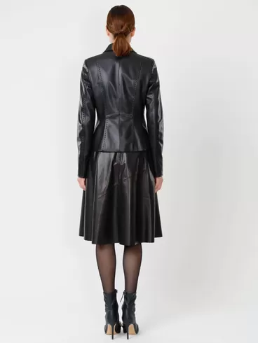 Кожаный пиджак женский 316рс, черный, р. 42, арт. 91062-4