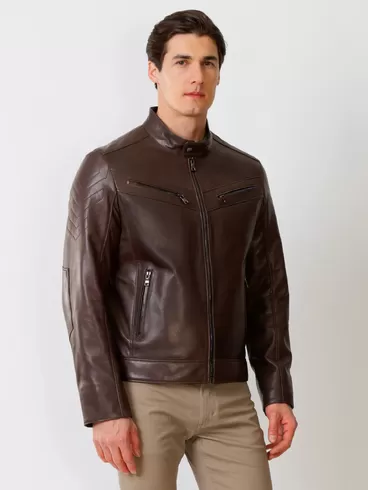 Кожаная куртка мужская 546, коричневая, р. 48, арт. 28711-6