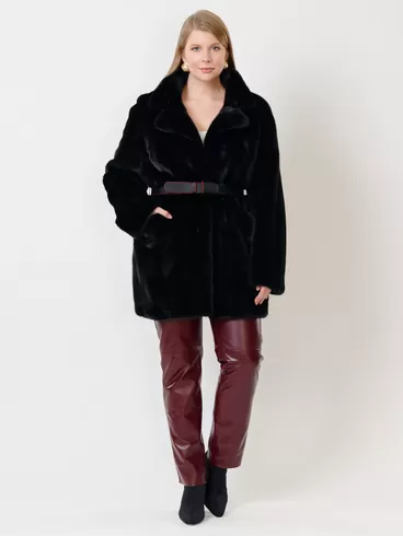Куртка из меха норки женская ELECTRA ав, с поясом, черная, р. 52, арт. 32770-3