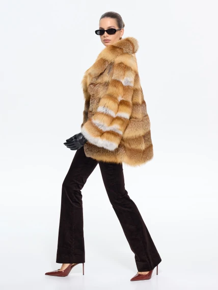 Женская короткая шуба из меха лисы М1010 - 313, рыжая, размер 48, артикул 65280-1