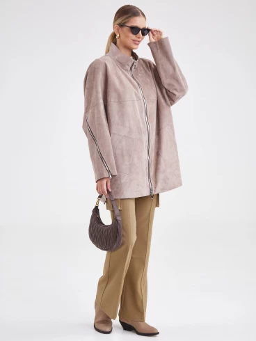 Женская замшевая куртка премиум класса 3037, светло-коричневая, размер 50, артикул 23161-5