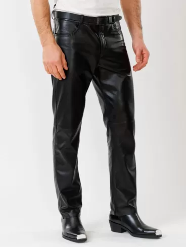 Кожаные брюки мужские 01, черные, р. 48, арт. 120020-2
