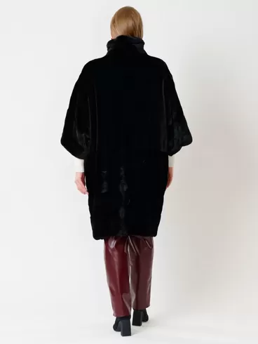 Пальто из меха норки женское 402, рукав 3/4, черное, р. 48, арт. 32760-4
