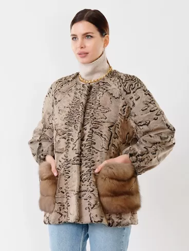 Куртка из каракуля женская 17309, с мехом норки, намибия, р. 48, арт. 22490-2