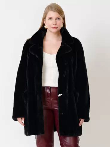 Куртка из меха норки женская ELECTRA ав, с поясом, черная, р. 52, арт. 32770-0